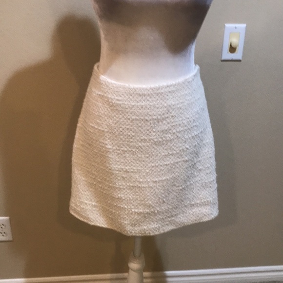 NWT Rebecca Taylor Ivory Tweed Fully Lined Side Zip Mini Skirt-Size 10 - Picture 1 of 13